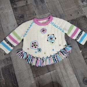 Catimini Crochet Fringe Flower Sweater, size 3 month